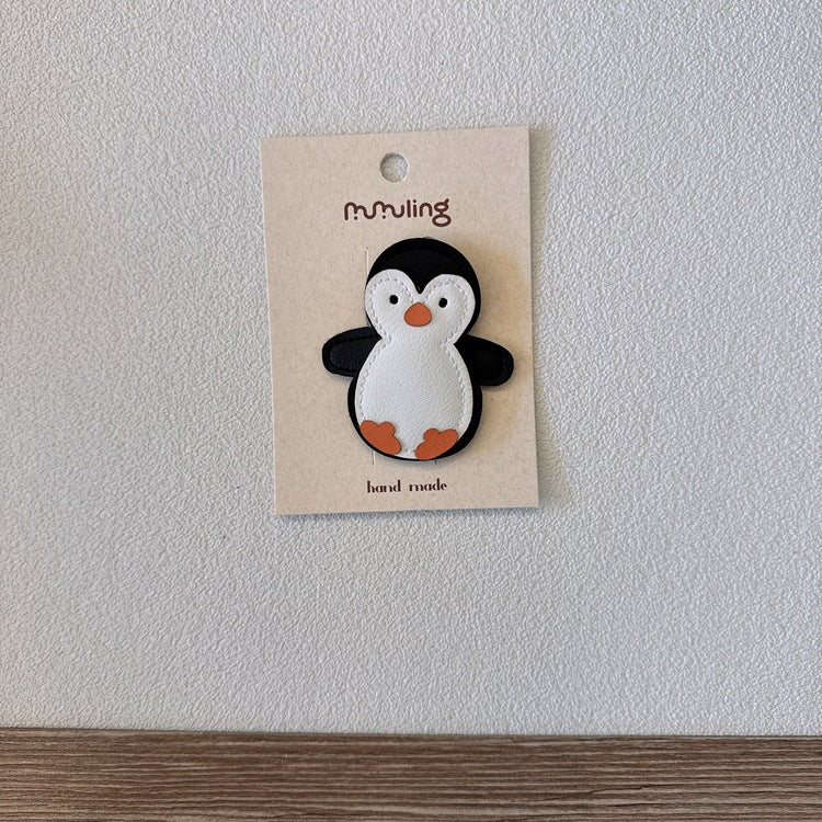 Cute Cartoon Leather Hair Clips for Kids - Bunny, Penguin, Cat