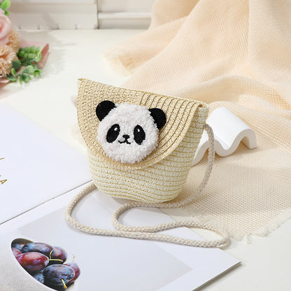Mini Cute Panda Woven Straw Bag for Women