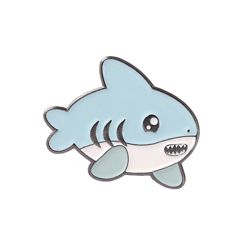 Ocean Animal Series Cute Enamel Pins Shark Jellyfish Seahorse Brooches