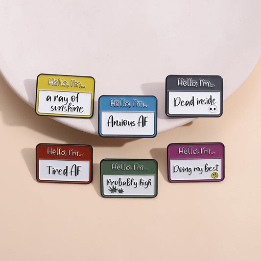Colorful Dopamine Letter Brooch Trendy Fashionable Metal Badge