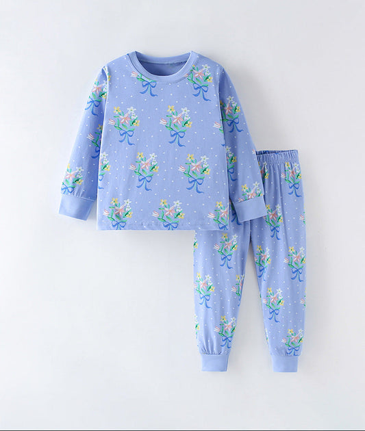 Trendy Floral Long Sleeve T-Shirt and Pants Set for Girls