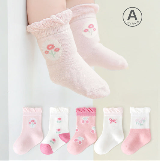 New Cute Cotton Baby Socks Mid-Calf Breathable