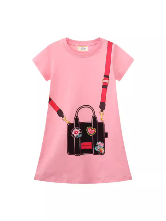 Cartoon Print Cotton Princess Dress for Girls