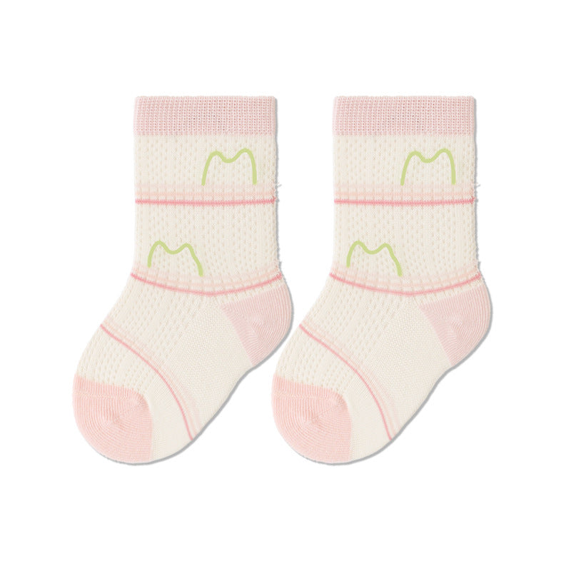 Breathable Cotton Baby Socks With Cartoon Colors