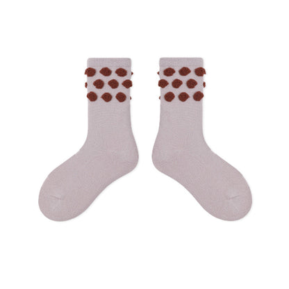 Kids Plush Polka Dot Mid Calf Socks Breathable