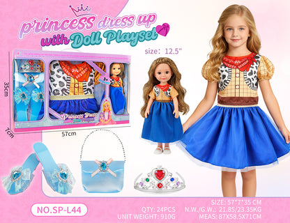 Princess Doll Dress-Up Playset - 32cm Rubber Doll Toy