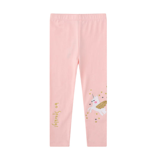 Embroidered Cotton Leggings for Girls Casual Stretch Fit