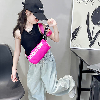 Trendy Letter Print Canvas Crossbody Bag for Kids