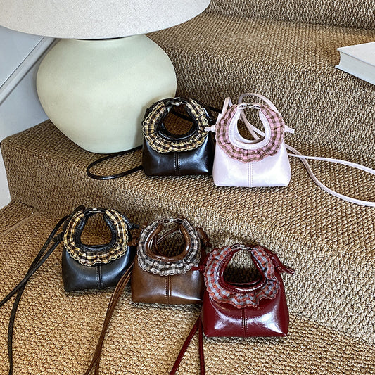 Cute Round Lace Mini Children's Handbag with Floral Design