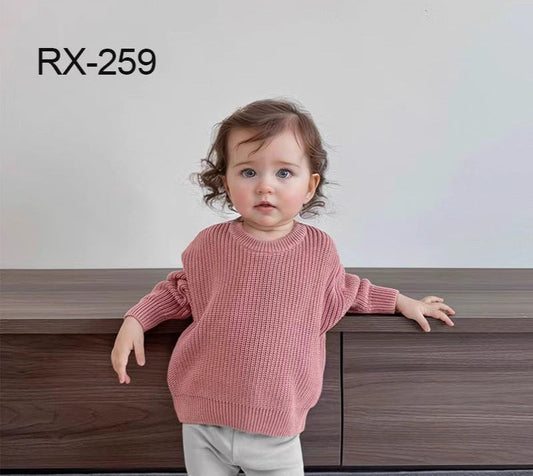 Cotton Sweater for Kids with Solid Color Design