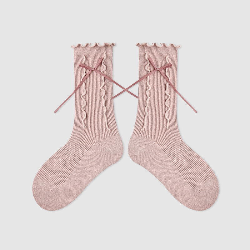 Kids Mid Calf Animal Embroidered Cotton Socks