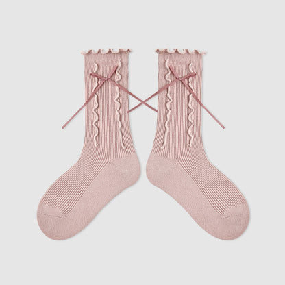 Kids Mid Calf Animal Embroidered Cotton Socks
