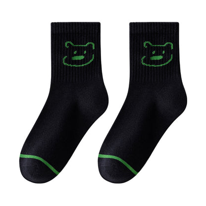 Color Block Cotton Mid-Calf Basketball Socks for Kids