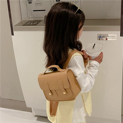 Trendy Retro Kids Backpack Cute Bear PU Double-Shoulder Bag