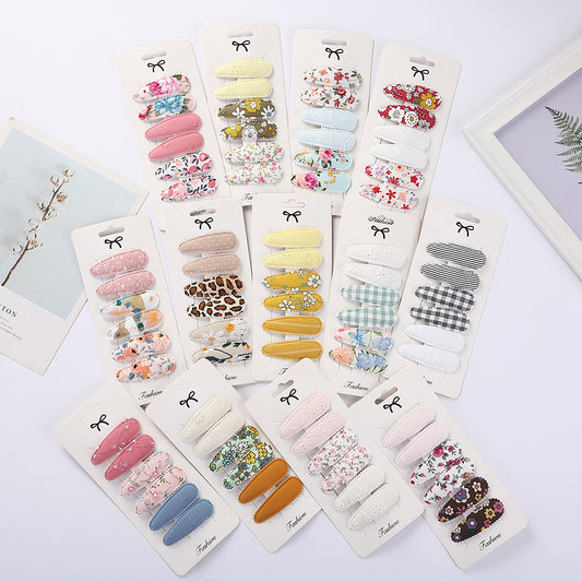 Sweet Floral Fabric Hair Clips Set for Kids