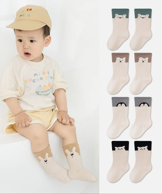 Baby Cotton Cartoon Mid-Calf Socks Breathable Unisex