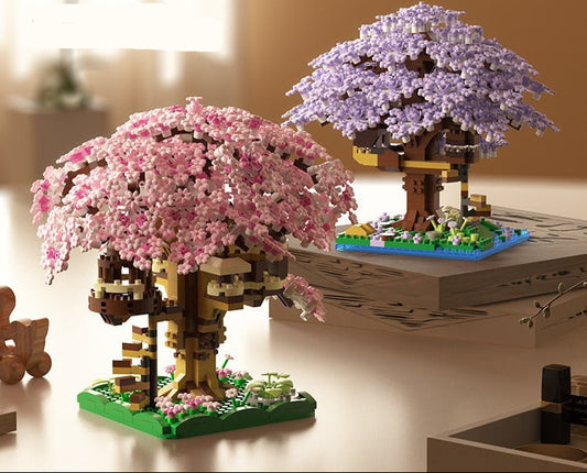 Cherry Blossom Treehouse Building Blocks Toy for Kids