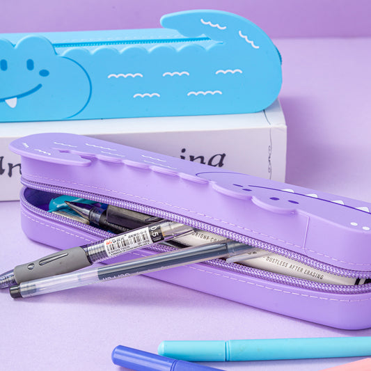 Silicone Pencil Case Smiley Toothy Crocodile Cute