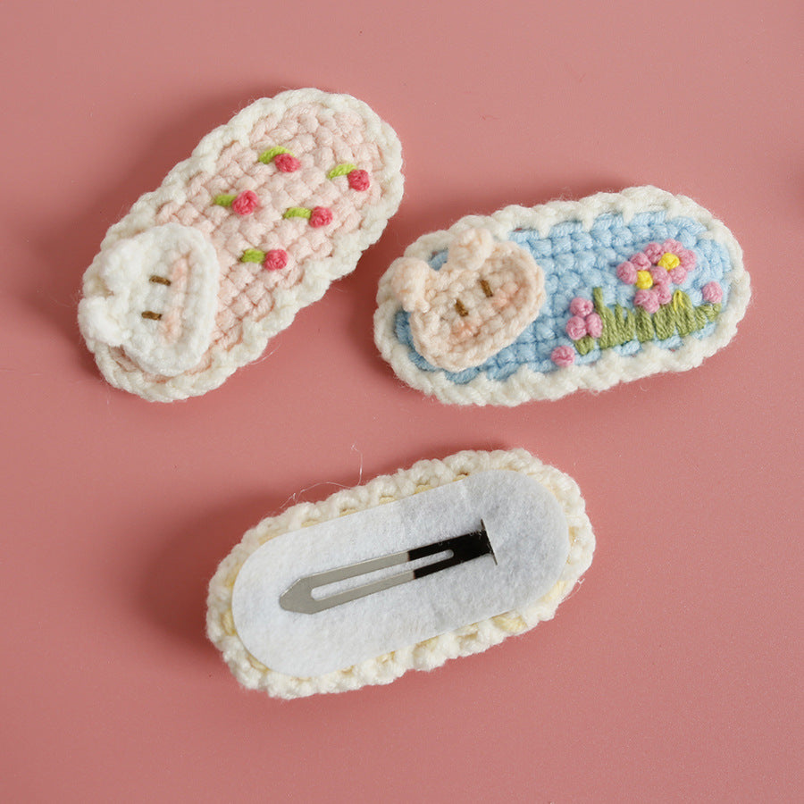 Sweet Handmade Crochet Bunny Hair Clip Cartoon Style Hair Accessory