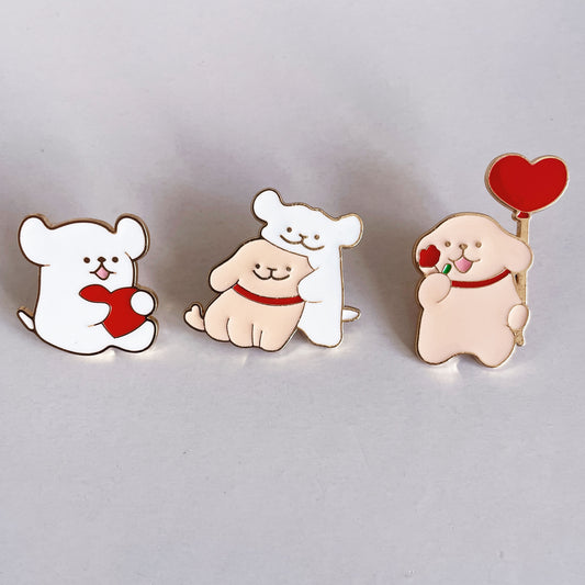 Cute Cartoon Dog Enamel Pin Adorable Metal Badge