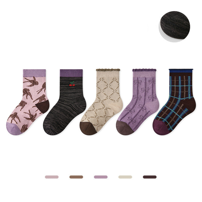Kids Dot Colorblock Seamless Cotton Sport Socks