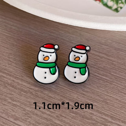 Cute Christmas Cartoon Character Earrings - Resin Drip Design