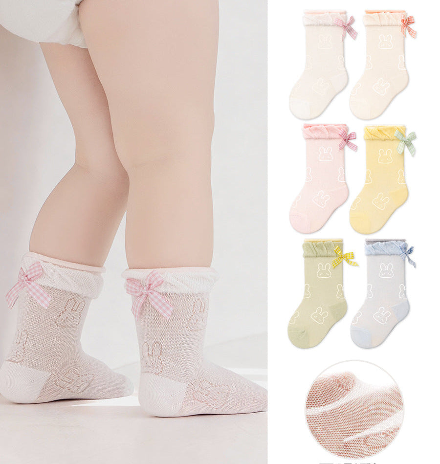 Baby Cotton Socks Breathable Thin Mid-Calf Socks