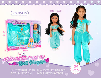 Princess Doll Dress-Up Playset - 32cm Rubber Doll Toy