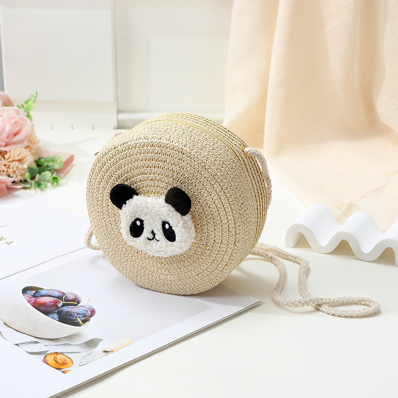 Mini Cute Panda Woven Straw Bag for Women