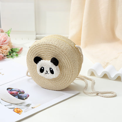 Mini Cute Panda Woven Straw Bag for Women