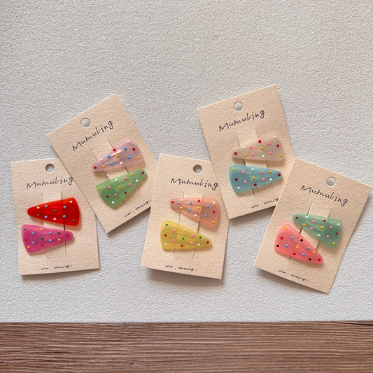 Cute Colorful Dot Hair Clips for Kids, Trendy Side Clips