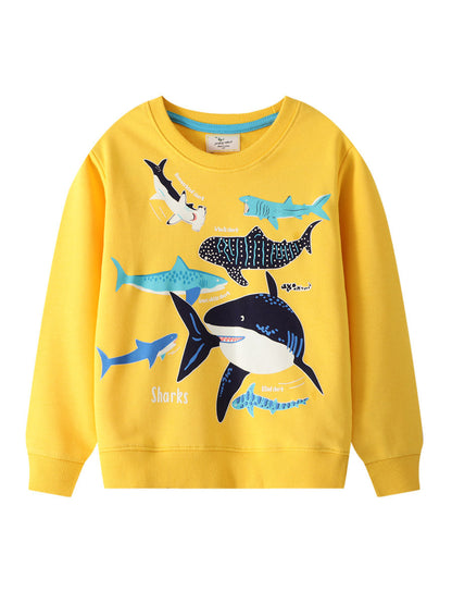 Glow-in-the-Dark Shark Print Sweatshirt for Boys