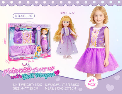 Princess Doll Dress-Up Playset - 32cm Rubber Doll Toy