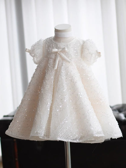 Girls' Sequin Puff Sleeve Princess Birthday Dress