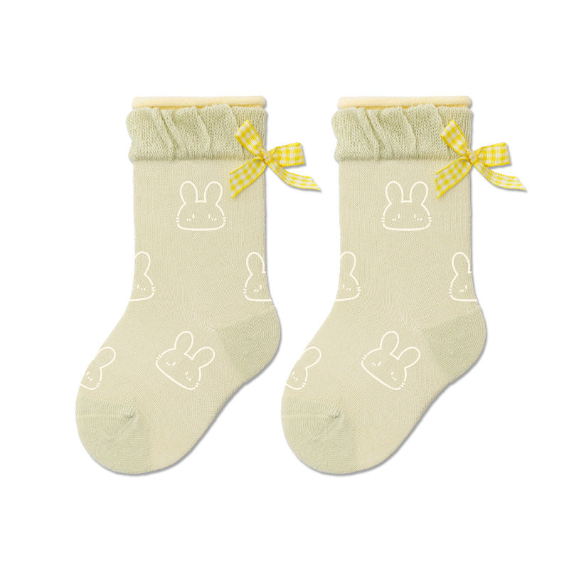 Baby Cotton Socks Breathable Thin Mid-Calf Socks