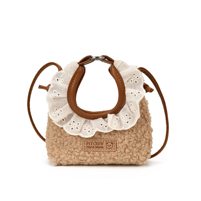 Trendy Solid Color Lace Toddler Handbag