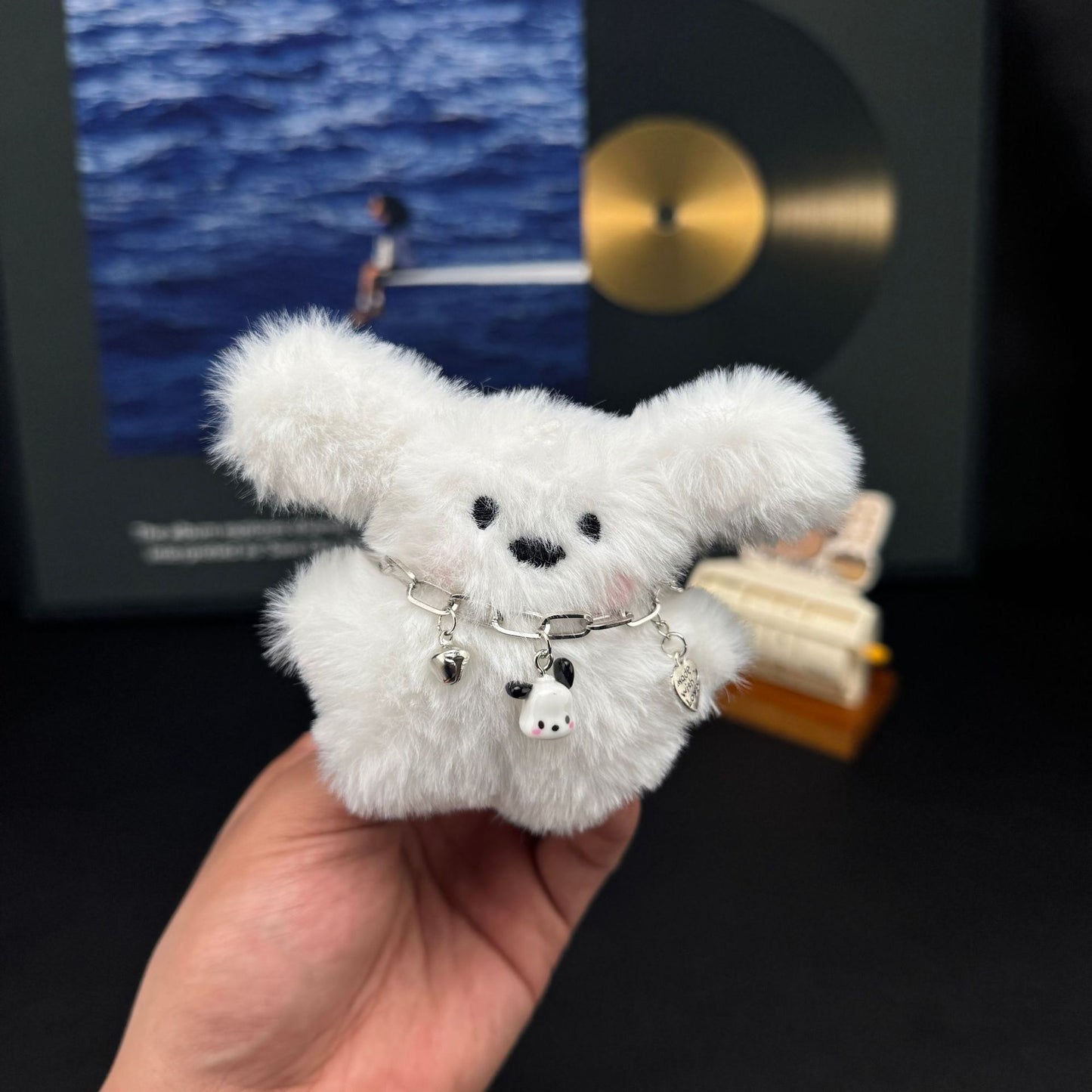 Cute Plush Rabbit Backpack With Bow And Dog Keychain