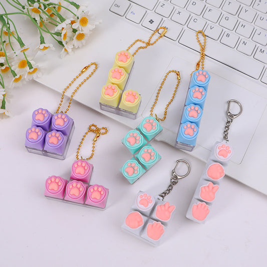 Silicone Cat Paw Fidget Keychain Stress Relief Toy