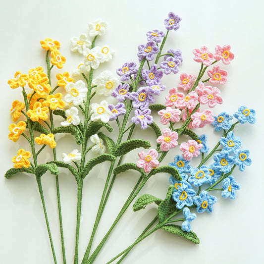 Handcrafted Forget-Me-Not Flower Bouquet Decorative Crochet Gift