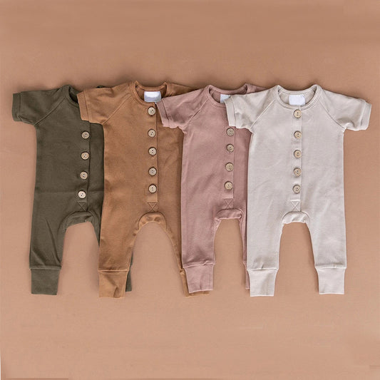 Organic Cotton Short Sleeve Baby Romper Casual Infant Jumpsuit