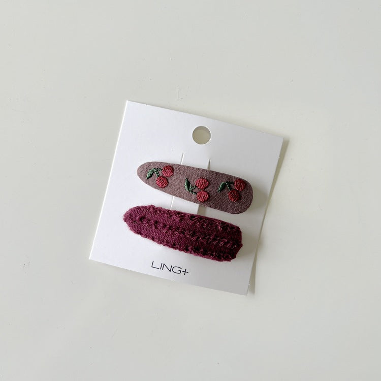 Embroidered Flower Hair Clips for Girls