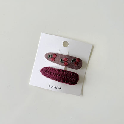 Embroidered Flower Hair Clips for Girls