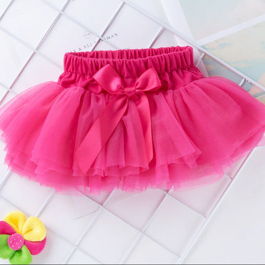 Girls' Tulle Skirt with Bowknot - Summer Casual Wear