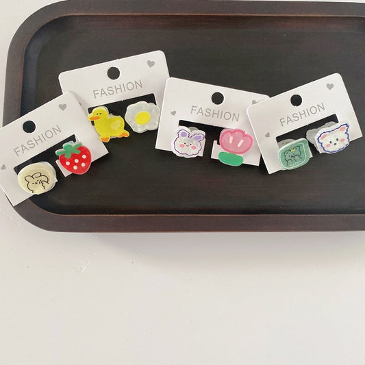 Kids' Cute Duck Strawberry Hair Clips Set