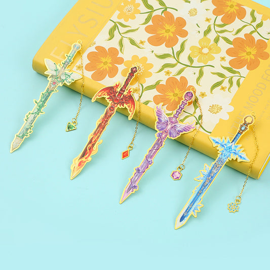 Metal Bookmark Eternal Sword Design With Tassel Anime