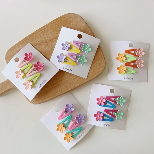 Colorful Flower Hair Clips for Kids - Set of 4 Stylish Accessories