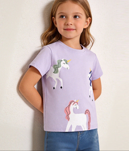 Unicorn Graphic Cotton T-Shirt for Girls