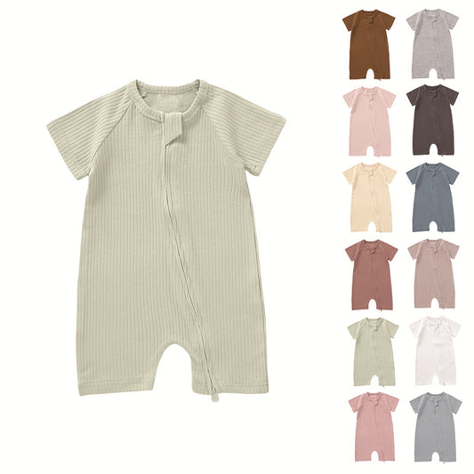 Knitted Baby Romper Short Sleeve Organic Cotton Soft Casual Bodysuit