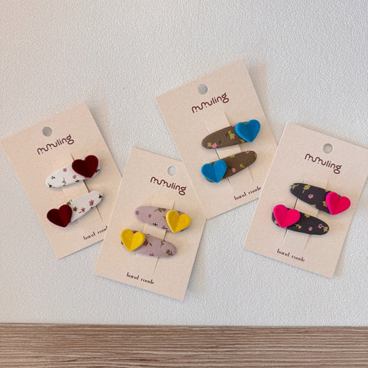 Children’s Plush Heart Hair Clips Set