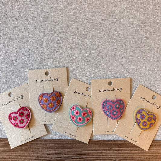 Children's Heart Hair Clips Cute Embroidered Hair Accessories